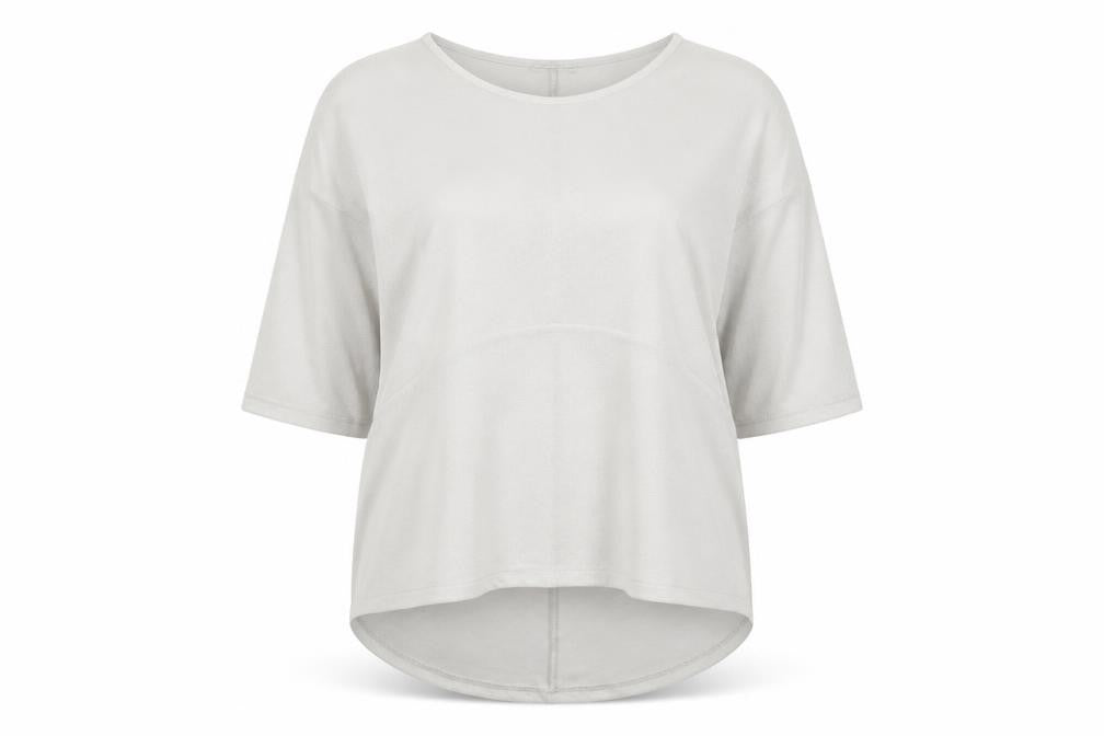 Front view of Gallery women’s white polyester basic blouse, size L, round neck