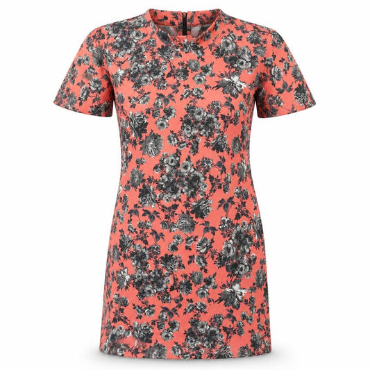 Front view of girls’ on film womens red floral polyester pencil dress, size 12, round neck