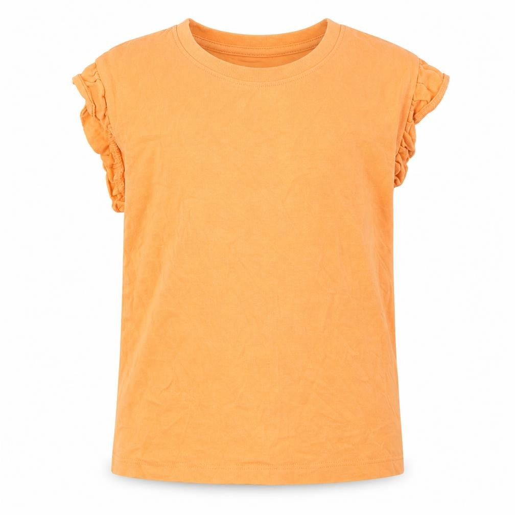 Front view of Next girls’ orange cotton basic t-shirt, size 5, years round neck