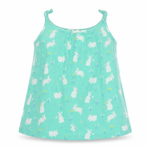 John Lewis Girls Green Geometric Cotton Basic Tank Size 10 Years Round Neck  - Rabbit