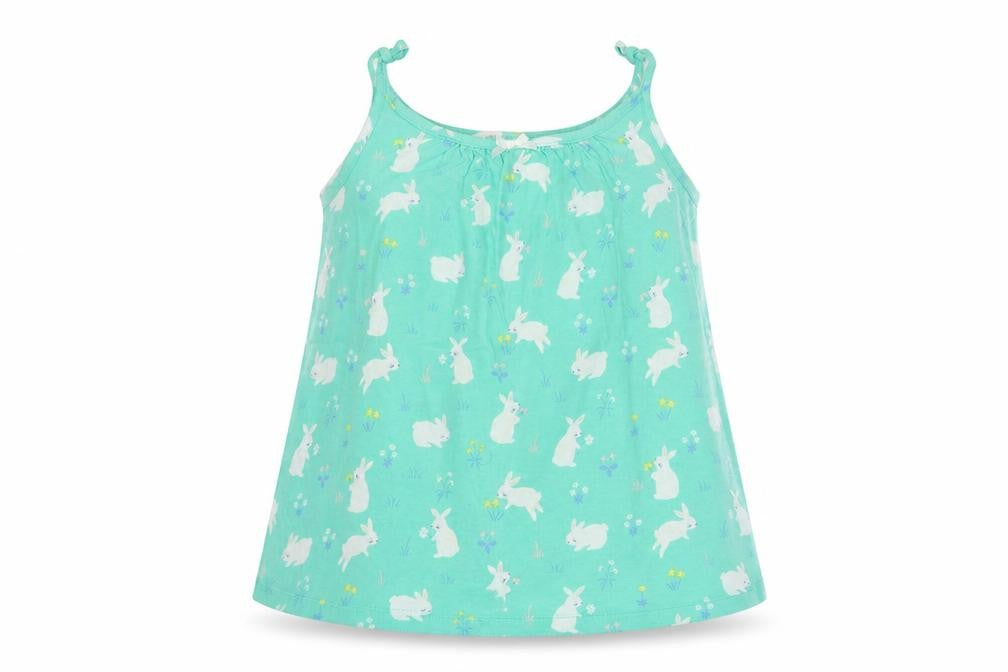 John Lewis Girls Green Geometric Cotton Basic Tank Size 10 Years Round Neck  - Rabbit