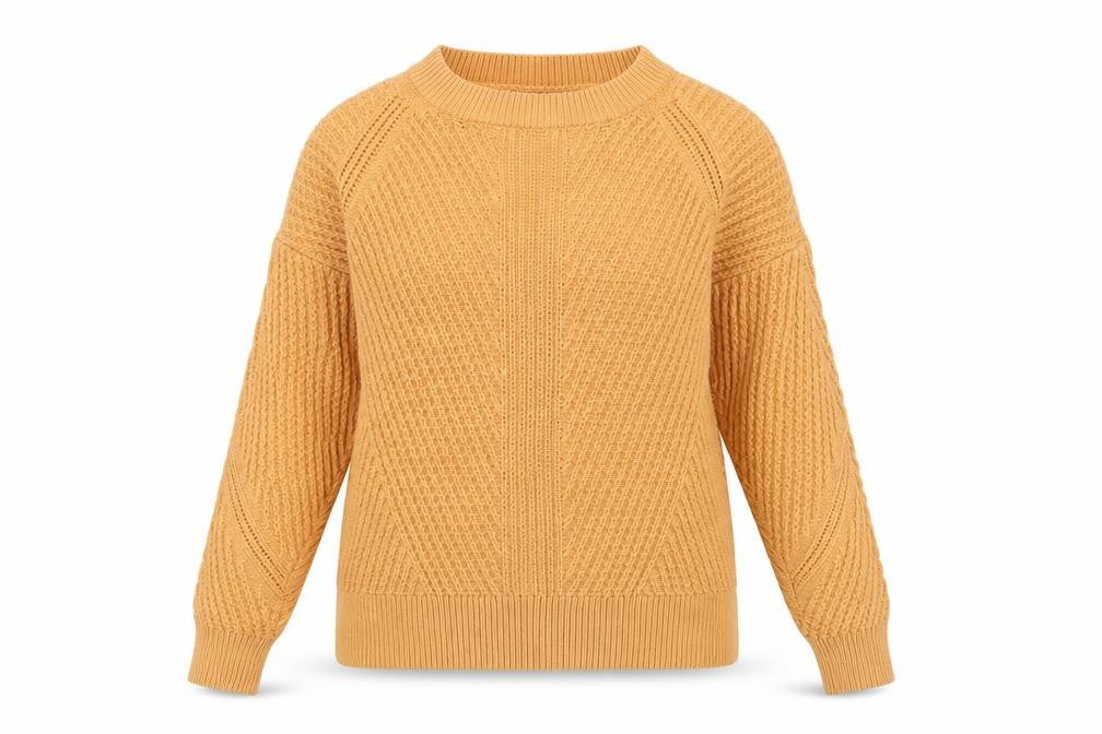 Front view of Marks & Spencer women’s yellow round neck cotton jumper, size S