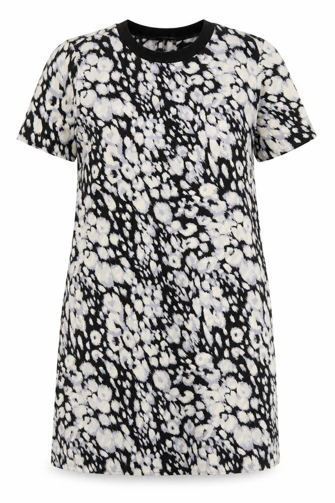 Front view of F&F women’s multicoloured animal print polyester a-line, size UK 10, round neck pullover