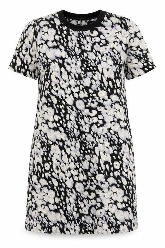 Front view of F&F women’s multicoloured animal print polyester a-line, size UK 10, round neck pullover