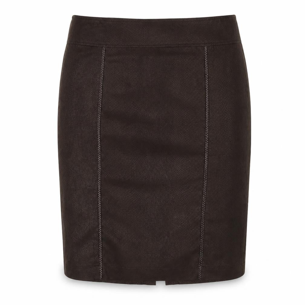 Jean MARC Philippe Womens Brown  Polyester A-Line Skirt Size 39 in   Zip - Suede