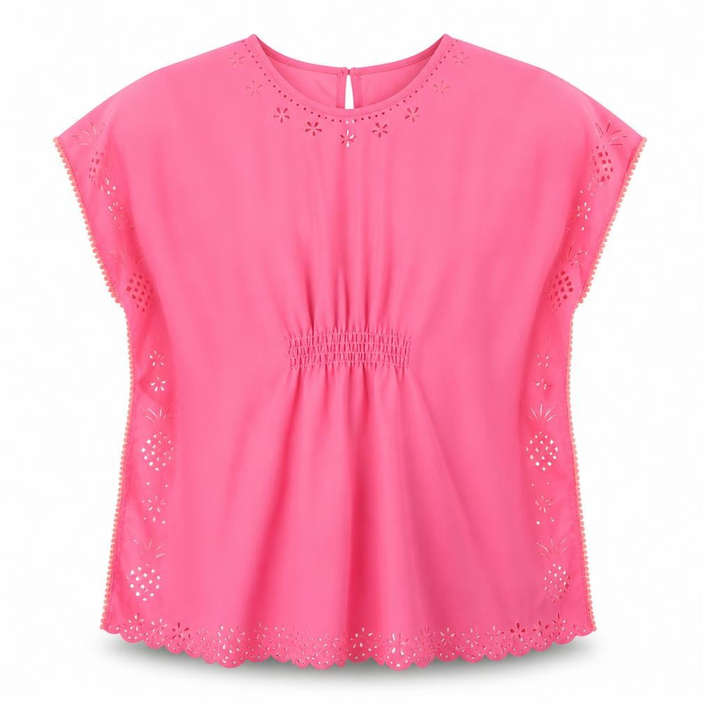 Front view of George girls’ pink polyester a-line, size L, round neck pullover - beach cover up