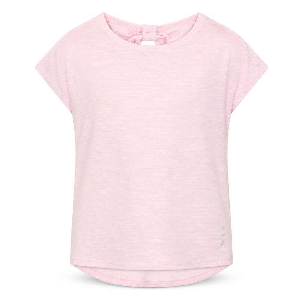 Front view of Matalan girls’ pink polyester basic t-shirt, size 8-9, years round neck pullover