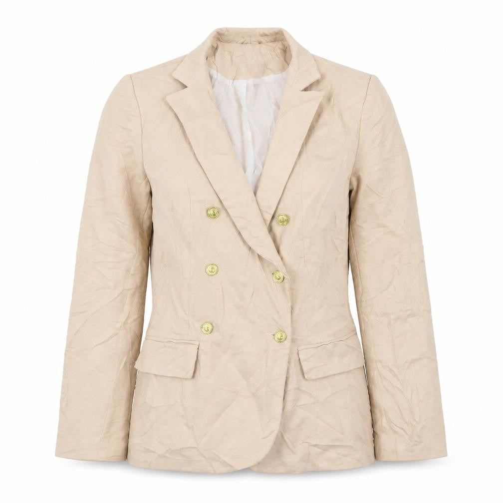 Front view of Vero Moda women’s beige jacket blazer, size M, button