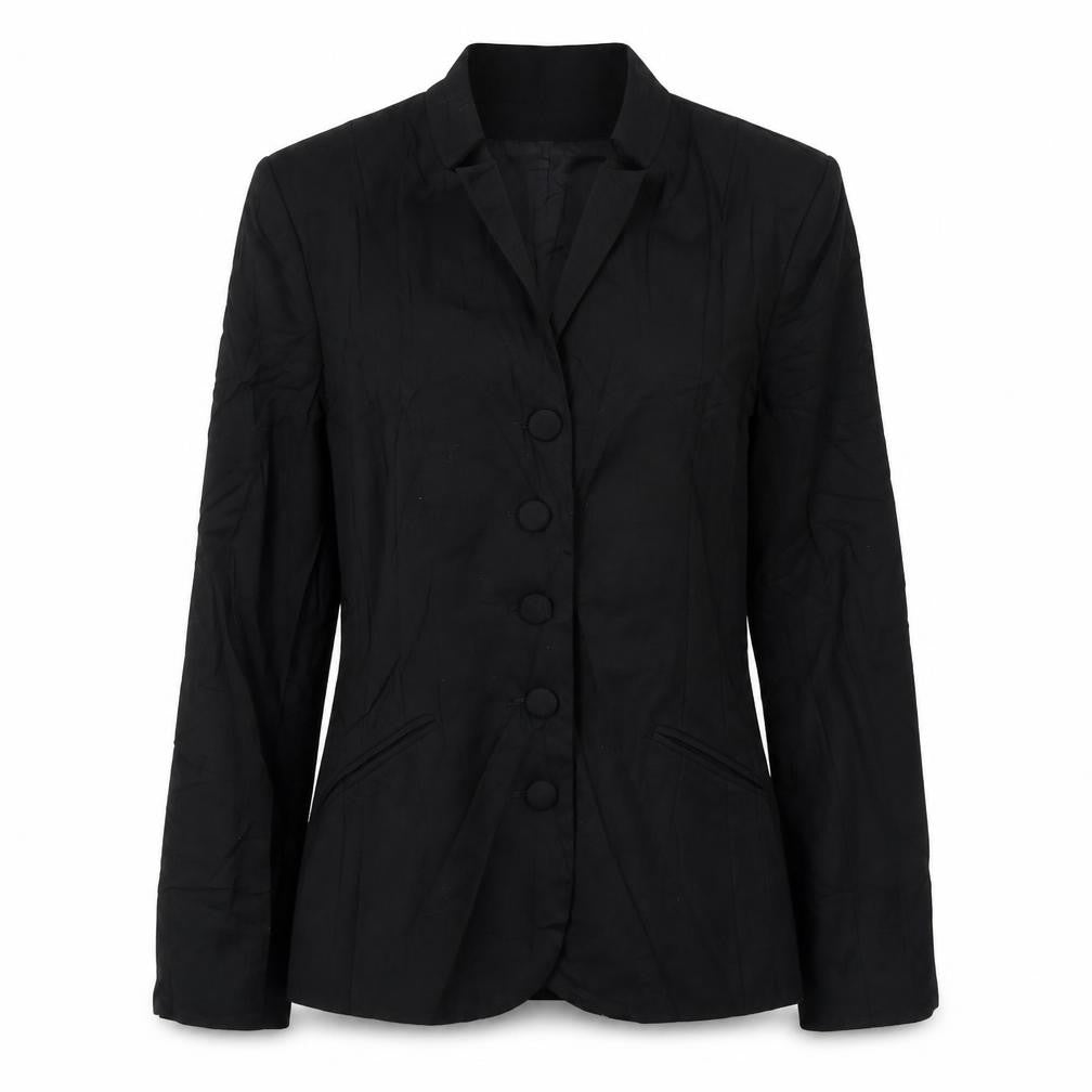 Front view of Great Plains women’s black jacket blazer, size M, button