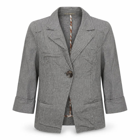 Front view of Per Una women’s grey jacket blazer, size UK 10, button