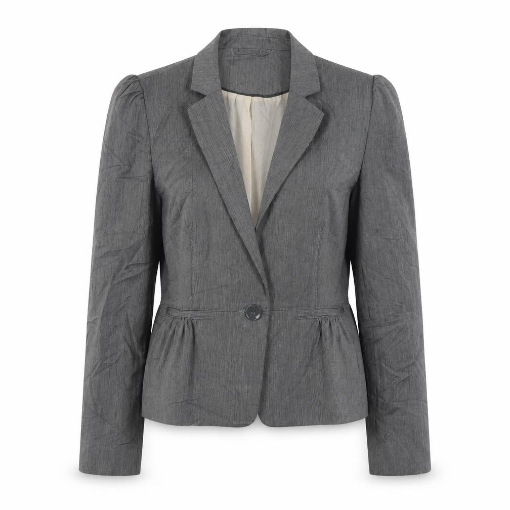 Front view of New Look women’s grey jacket blazer, size UK 12, button