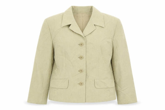 Front view of Classics women’s beige jacket blazer, size UK 12, button