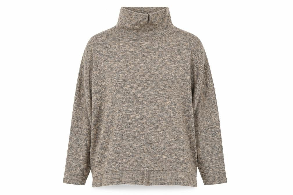 Front view of New Look women’s brown high neck polyester jumper, size UK 8