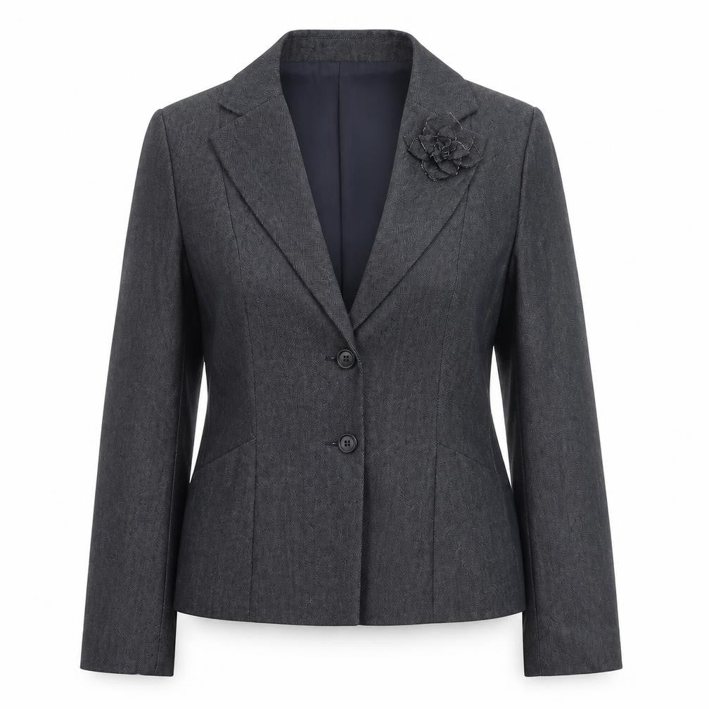Front view of Mango women’s grey jacket, size UK 12