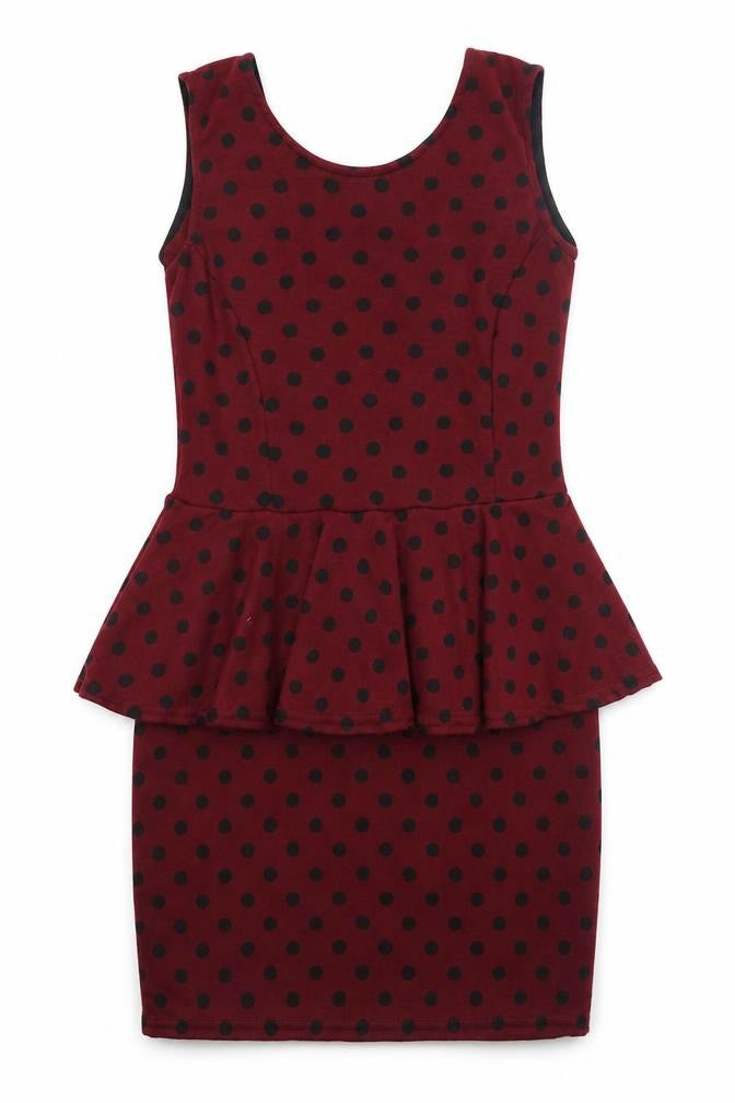 Club L Womens Red Polka Dot Polyester Bodycon  Size 12  Round Neck