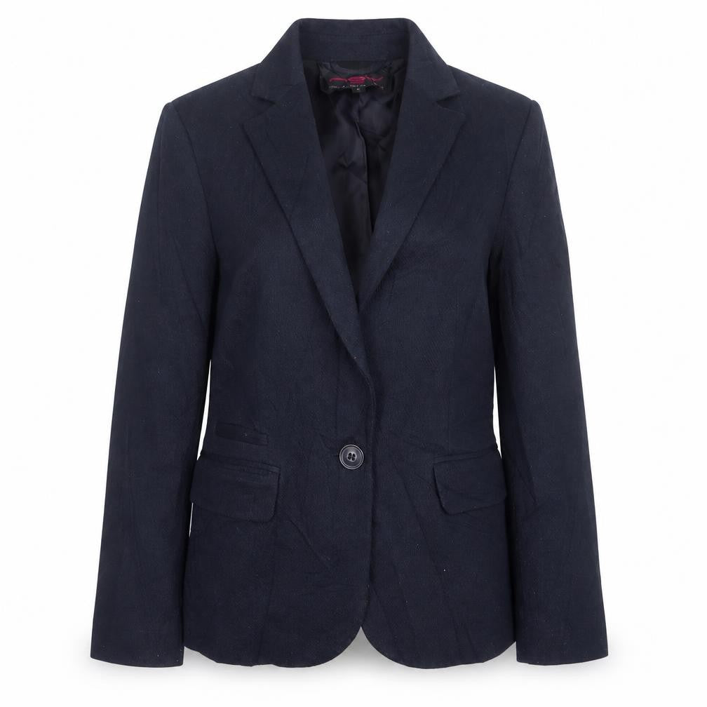 Front view of New Look women’s blue jacket blazer, size UK 6, button