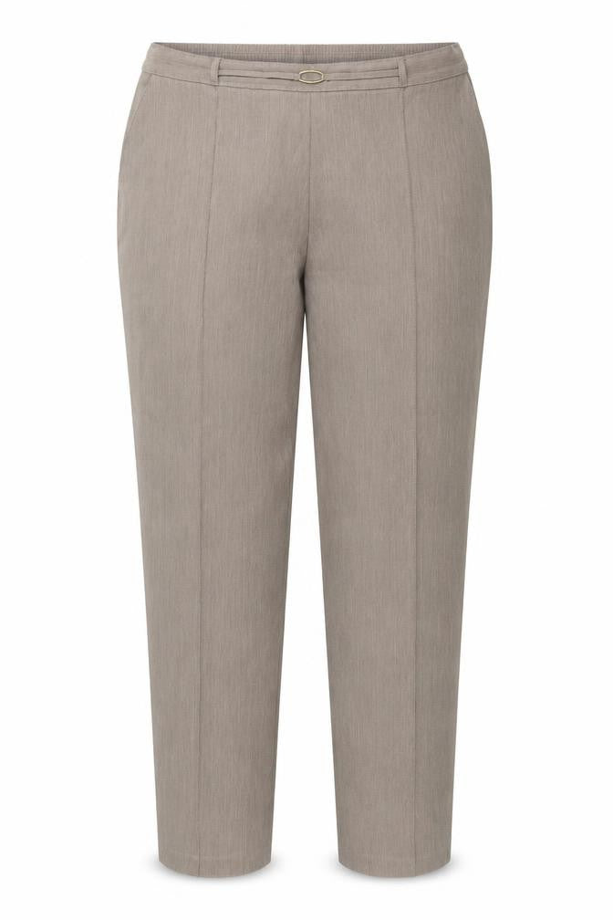 Front view of Marks & Spencer women’s brown polyester trousers, size UK 18, 29-inch leg regular