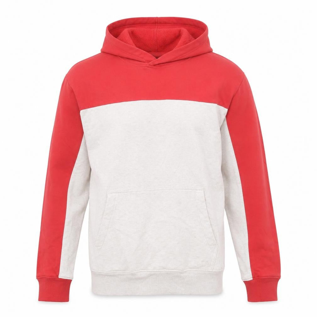 Front view of Gap men’s red cotton pullover hoodie, size S