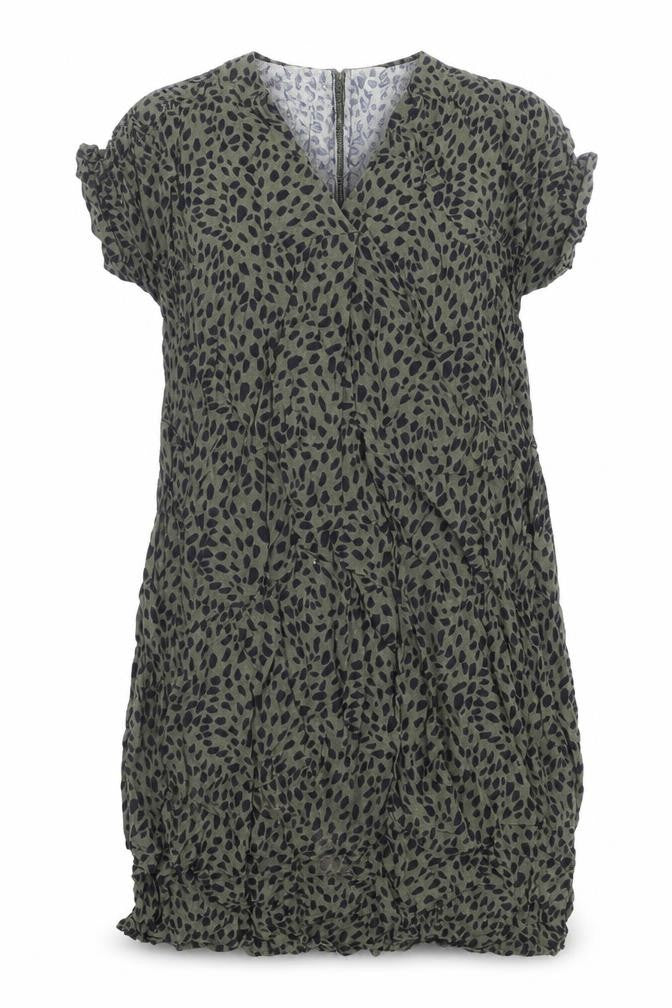 New Look Womens Green Animal Print Viscose A-Line  Size 8  V-Neck Pullover