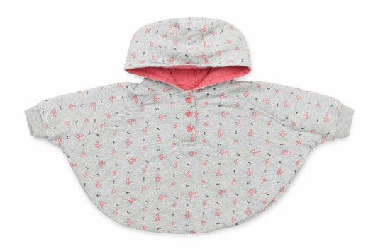 Front view of M&Co girls’ green floral cotton basic casual, size 0-3, months round neck button