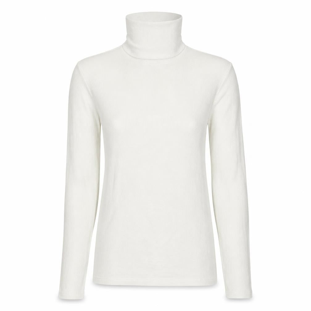 Front view of Matalan women’s white high neck viscose jumper, size UK 10