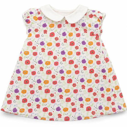 Uniqlo Girls White Floral Cotton Pinafore/Dungaree Dress  Size 12-18 Months  Collared Snap