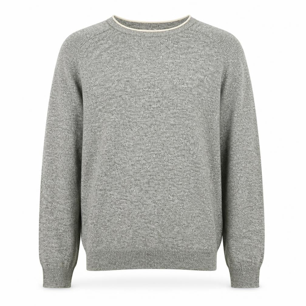 Front view of River Island men’s green round neck cotton jumper, size M