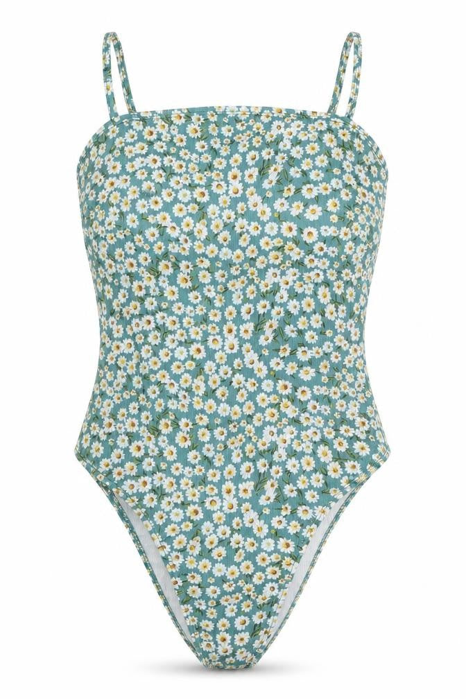 SheIn Womens Green Floral Polyester Bodysuit One-Piece Size XS  Snap
