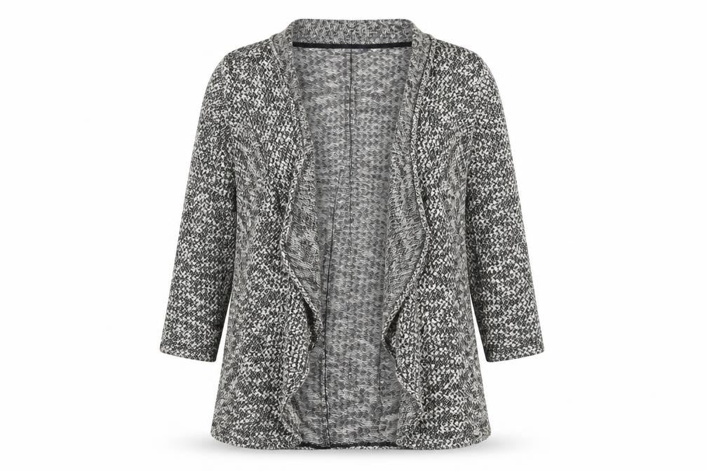Front view of Marks & Spencer women’s beige collared polyester cardigan jumper, size UK 16