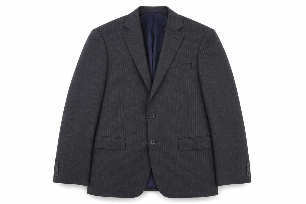 Front view of Marks & Spencer men’s grey wool jacket suit jacket, size M