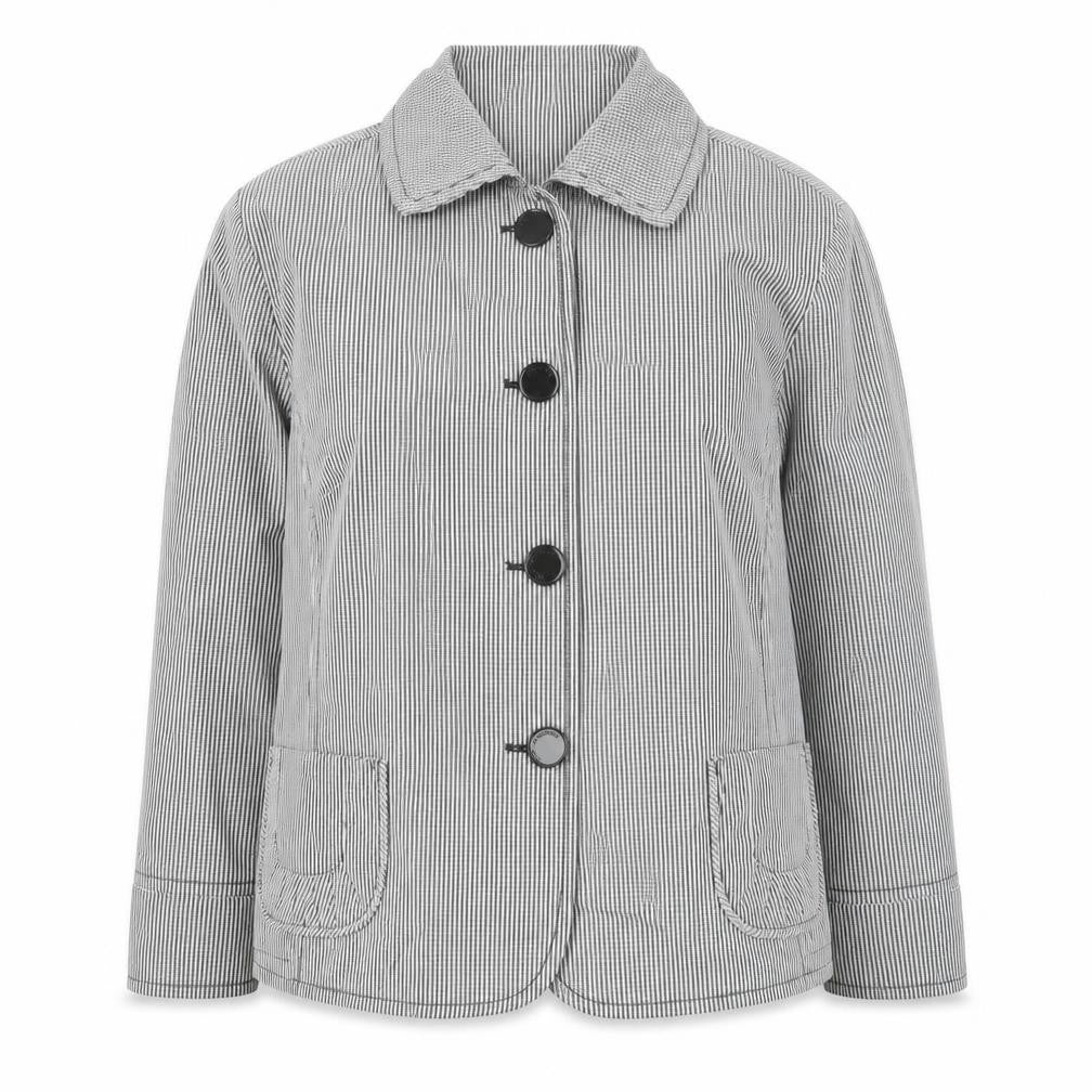 Front view of Marcona women’s black check jacket coat, size UK 18