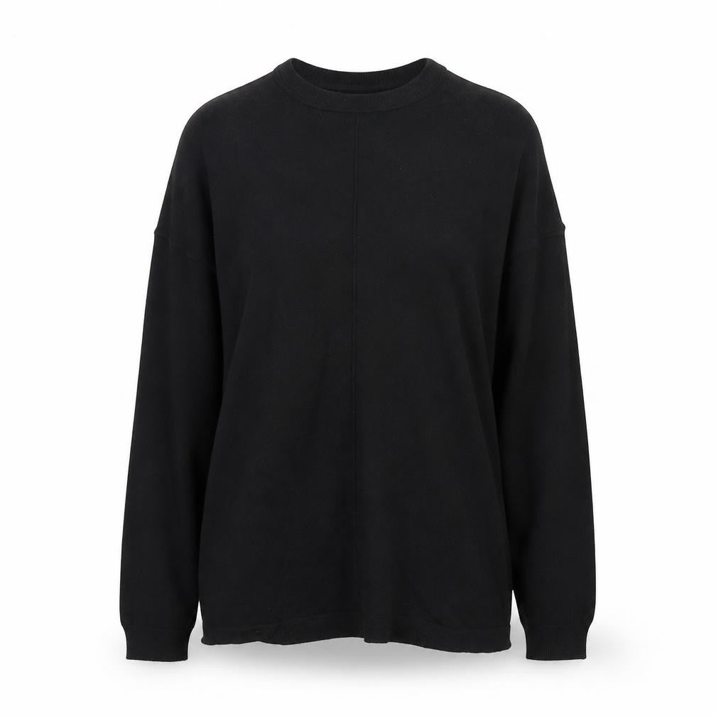 Front view of Primark women’s black round neck viscose jumper, size UK 8