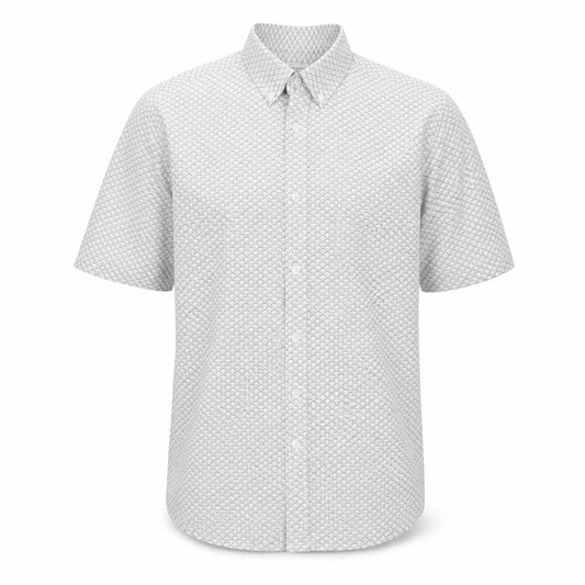 Front view of George men’s black geometric cotton button-up, size L, collared button