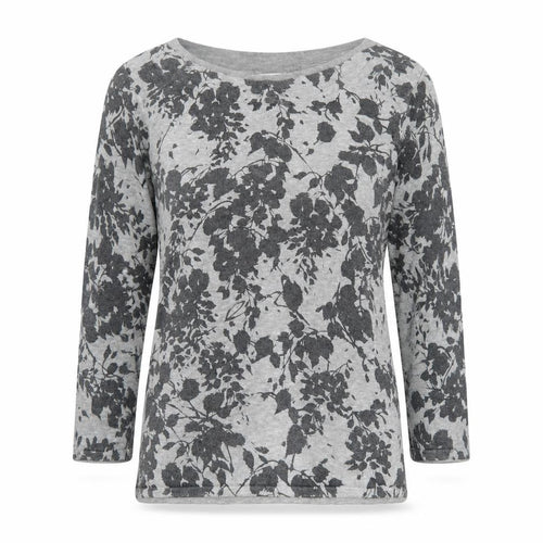 Minuet Petite Womens Grey Boat Neck Floral Viscose Pullover Jumper Size S