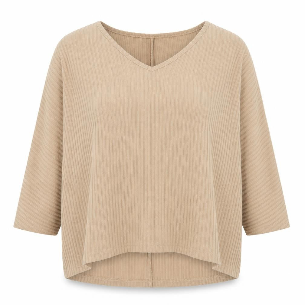 Front view of New Look women’s brown v-neck polyester jumper, size S