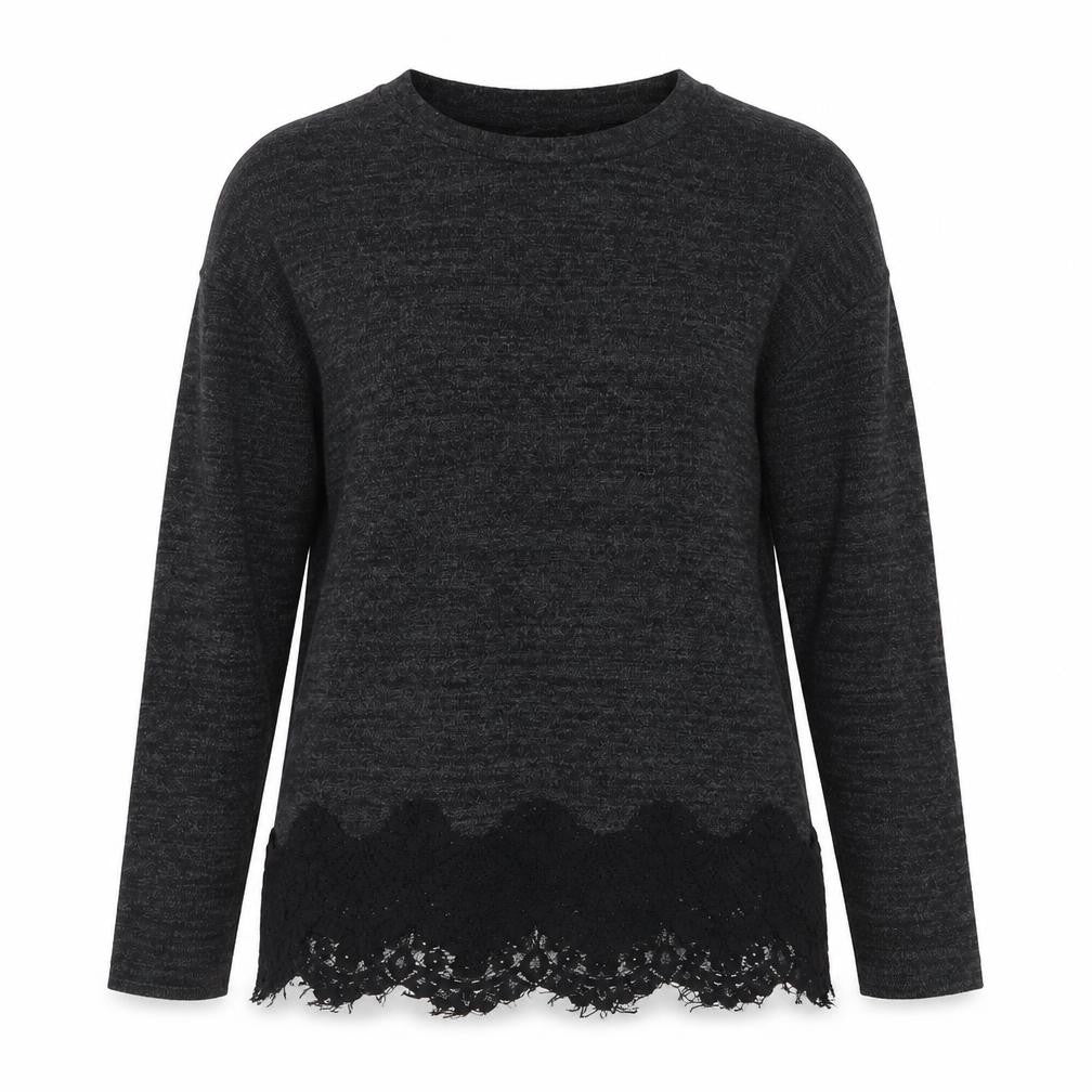 Front view of F&F women’s grey round neck polyester jumper, size UK 6