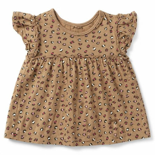 George Girls Brown Animal Print Cotton A-Line  Size 2-3 Years  Round Neck