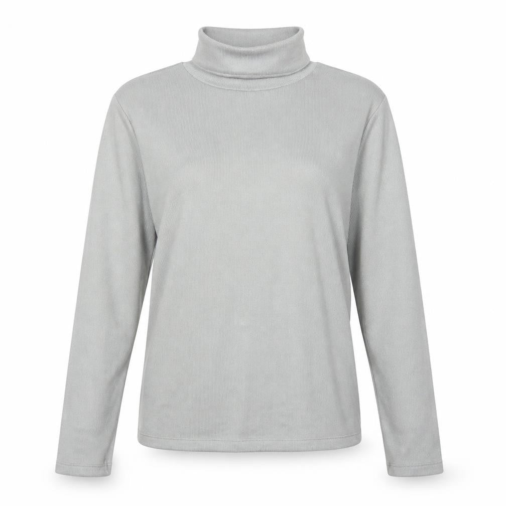 Front view of Pep&Co women’s grey roll neck polyester jumper, size UK 12