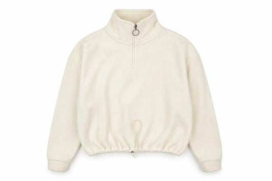 Front view of Brave Soul women’s ivory polyester pullover sweatshirt, size M