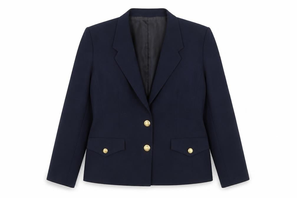 Front view of Separa women’s black polyester jacket blazer, size UK 14
