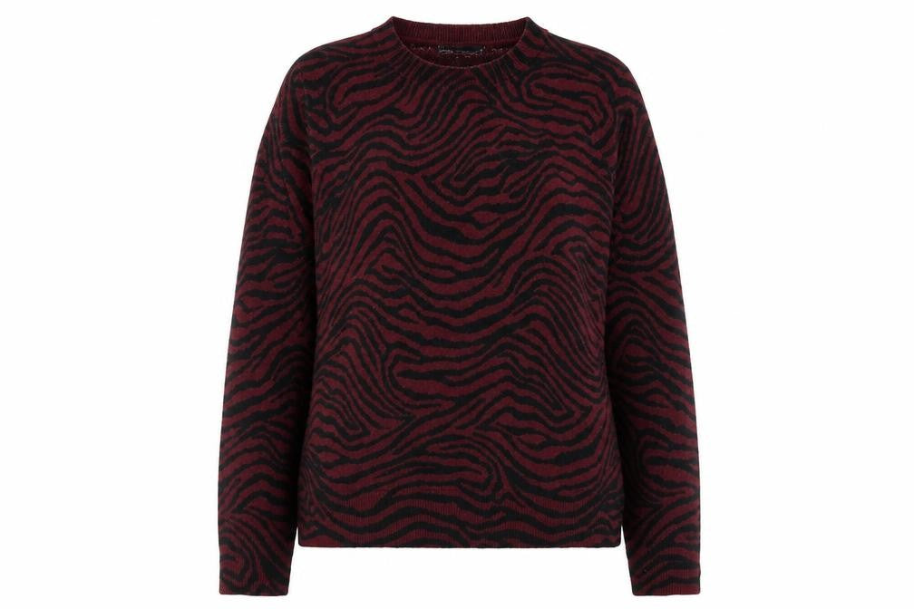 Marks and Spencer Womens Purple Crew Neck Animal Print Acrylic Pullover Jumper Size 14