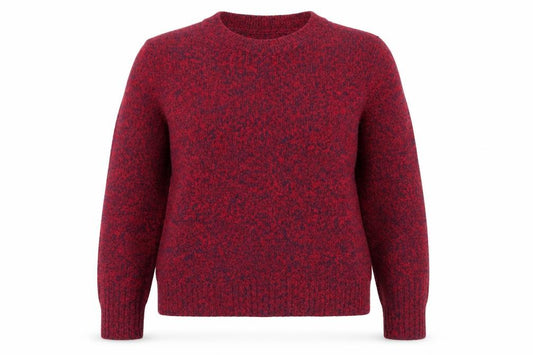Front view of Divided women’s red round neck acrylic jumper, size S