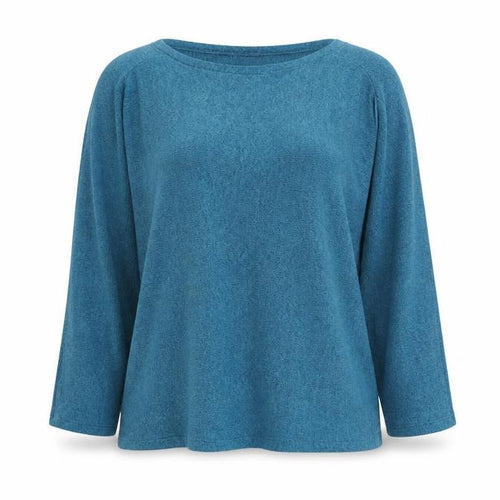 Made in Italy Womens Blue Boat Neck  Cotton Pullover Jumper Size S