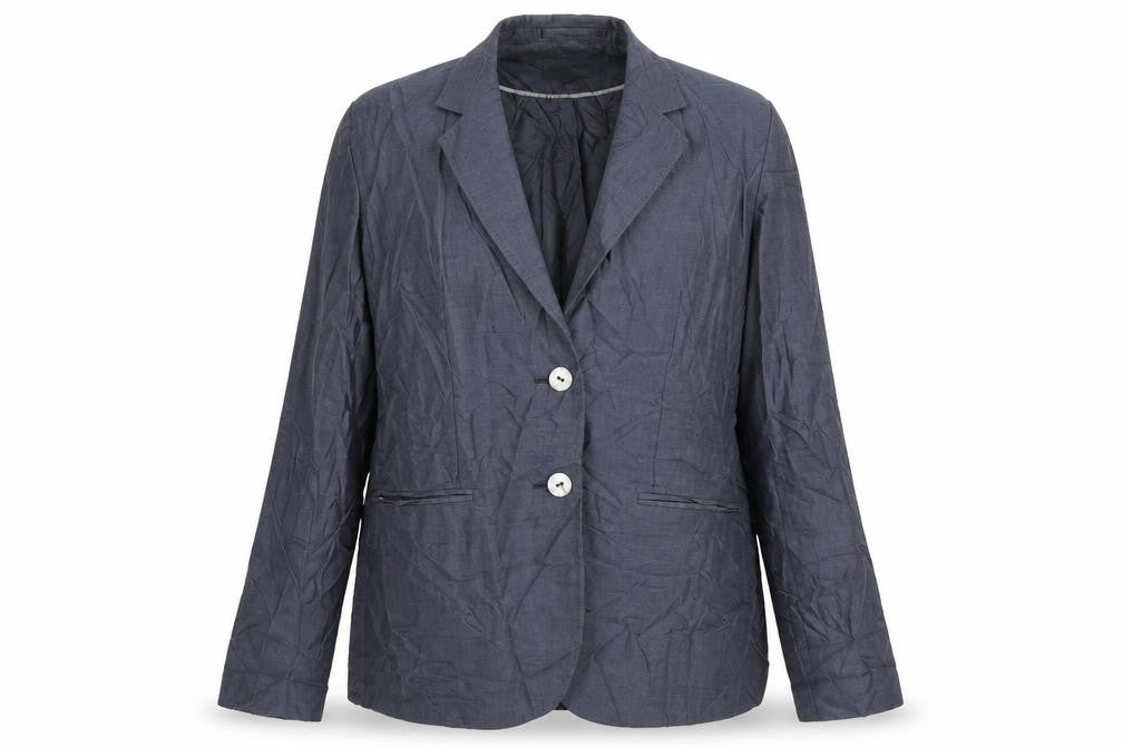 Front view of Next women’s blue striped jacket blazer, size UK 8