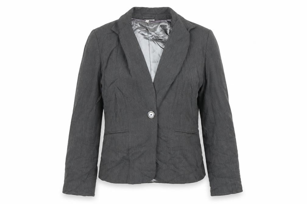 Front view of Elam women’s grey jacket blazer, size UK 12