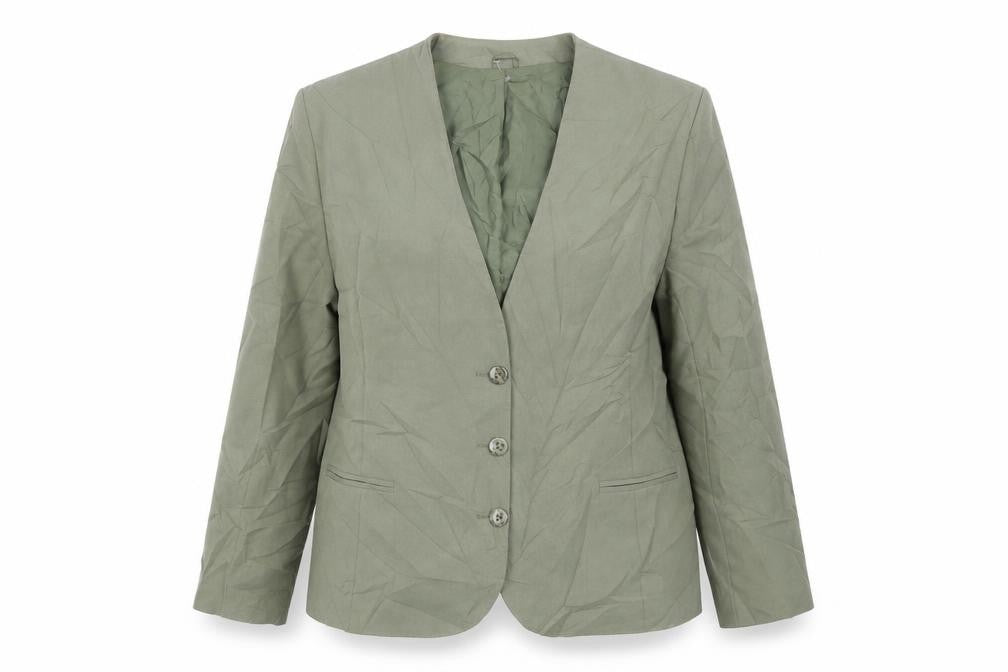 Front view of Debenhams women’s green jacket blazer, size UK 16