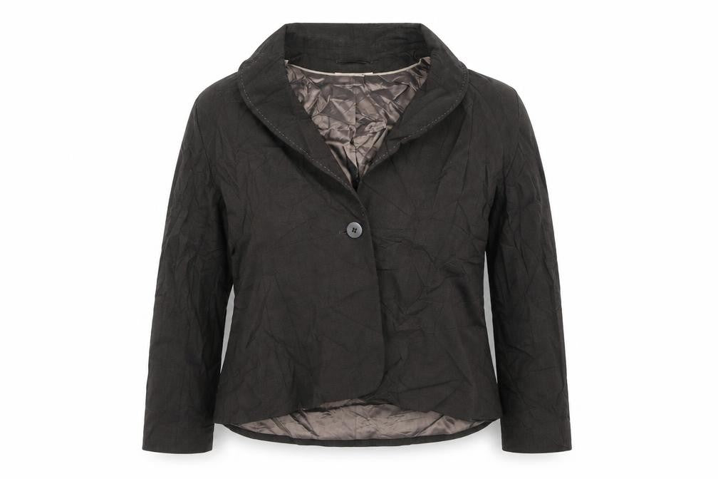 Front view of Next women’s brown striped jacket blazer, size UK 18