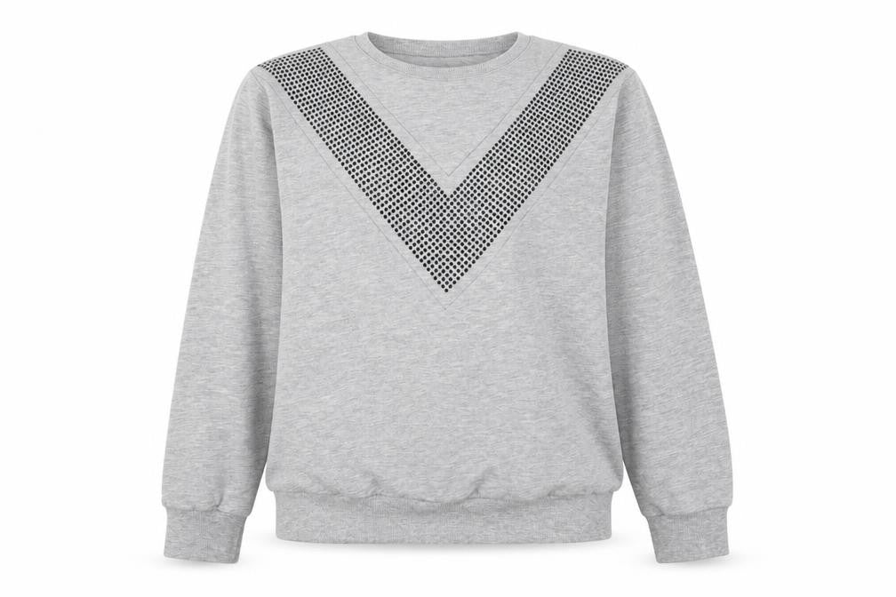 Front view of Select women’s grey cotton pullover sweatshirt, size S, pullover