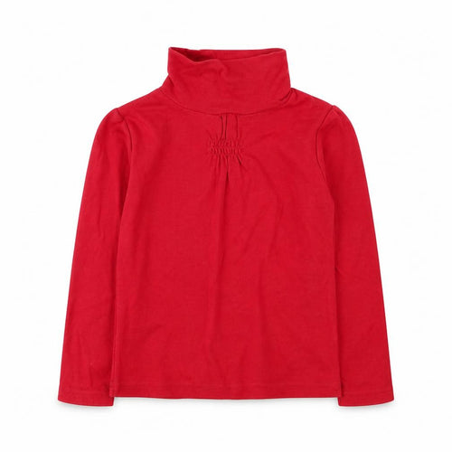 Dunnes Stores Girls Red High Neck  Cotton Pullover Jumper Size 3-4 Years