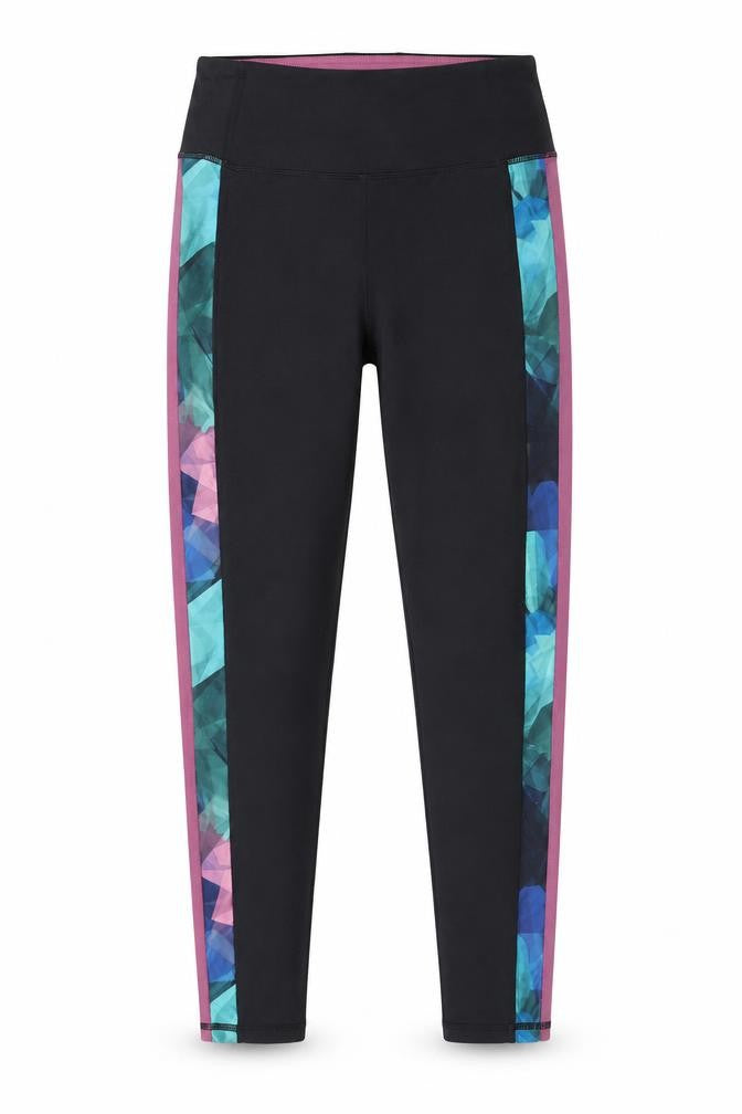 Front view of Preworn women’s black polyester compression leggings, size UK 28, in, 25-inch leg regular pullover
